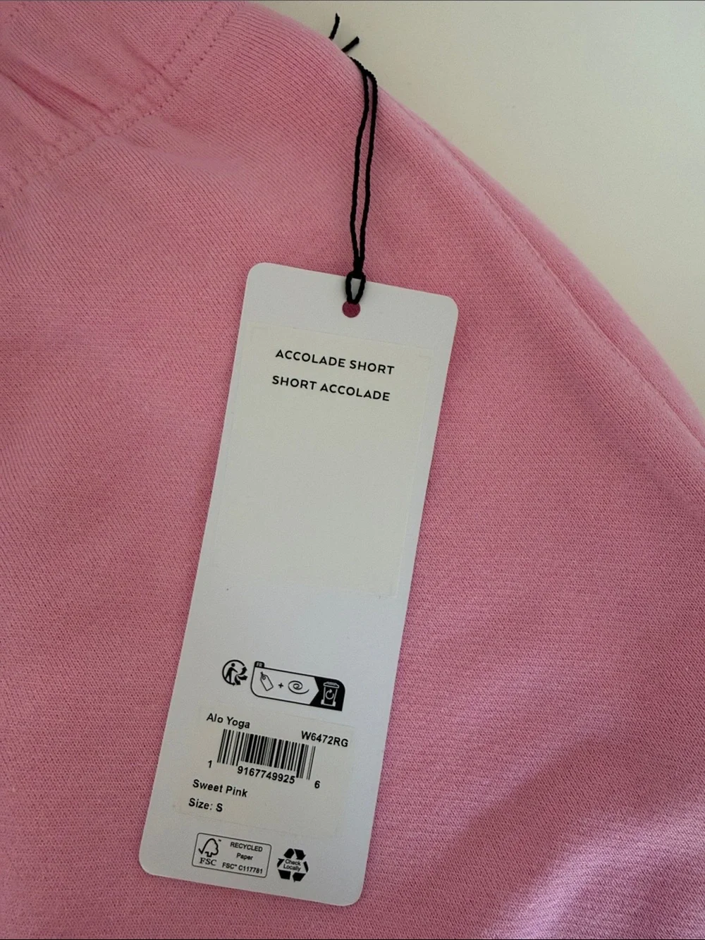 ALO Yoga Pink Terry Athletic Shorts with Embroidered Logo